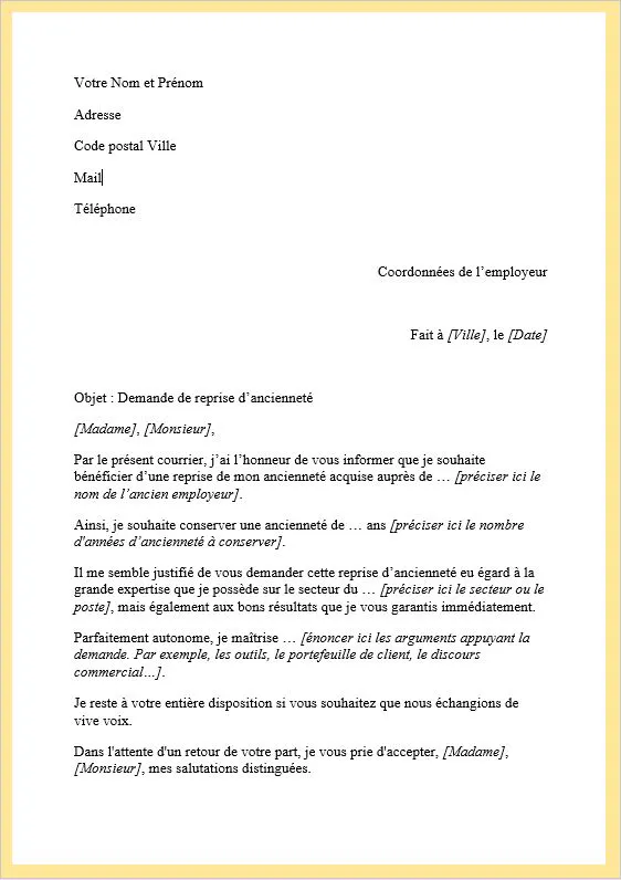 Reprise Anciennet Mme Employeur