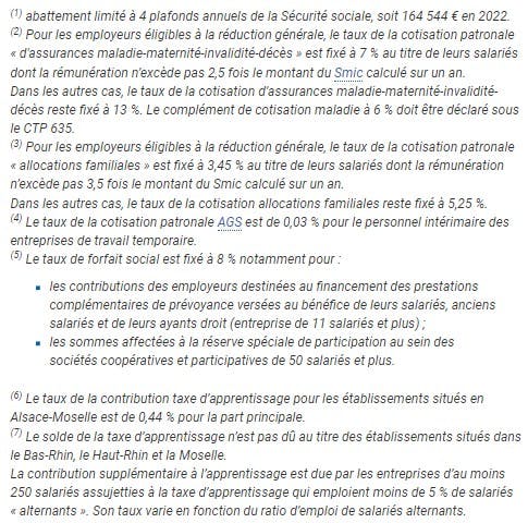 Les taux de cotisations de droit commun - complément - avril 2022