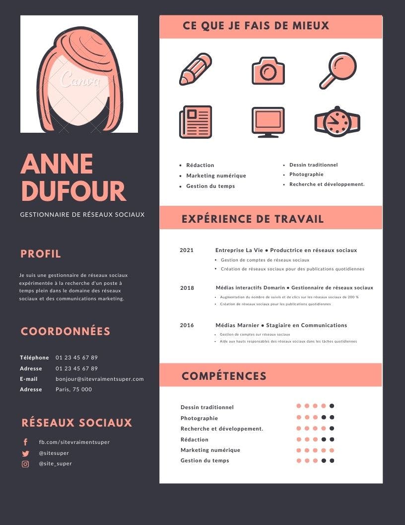 modèle de cv de community manager