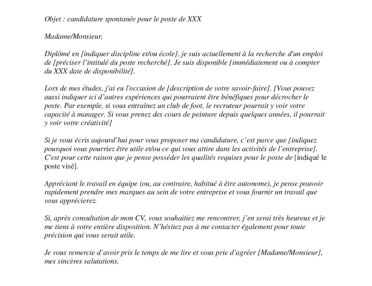 Exemple De Mail De Candidature Spontanée  horkovix
