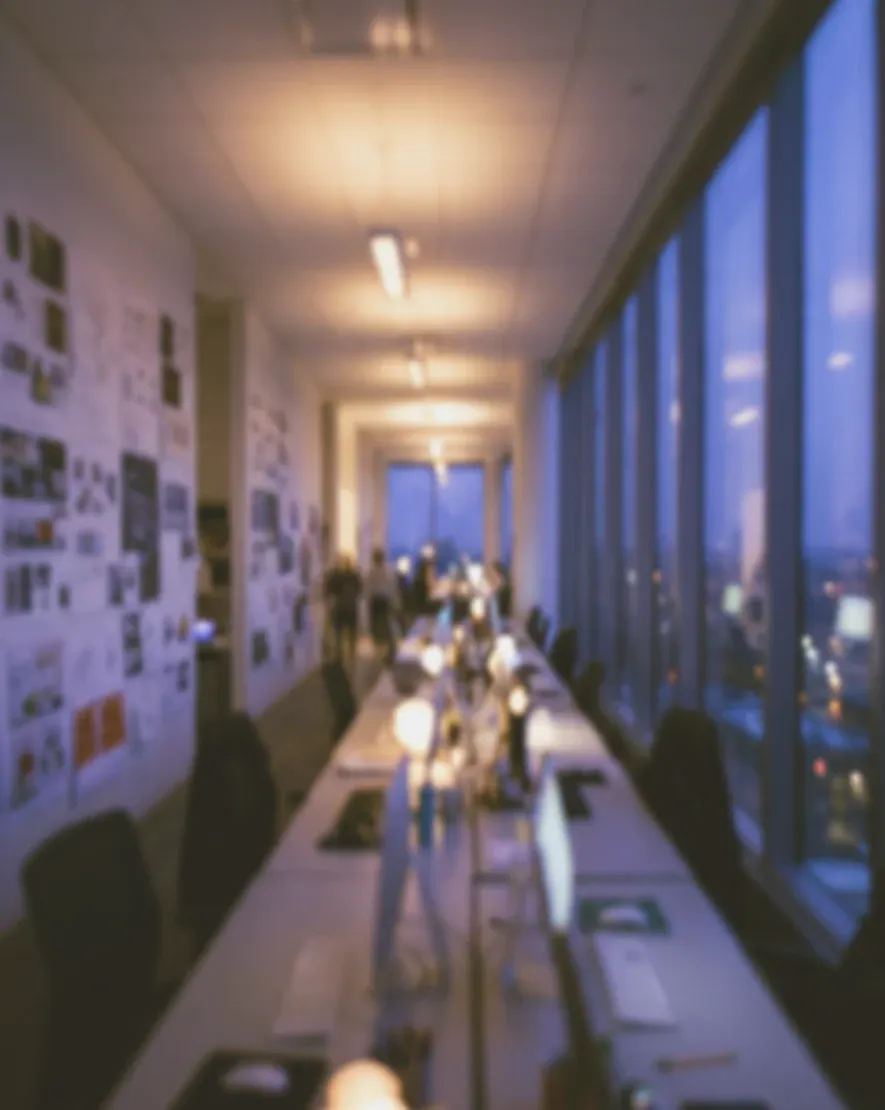 The studio at dusk