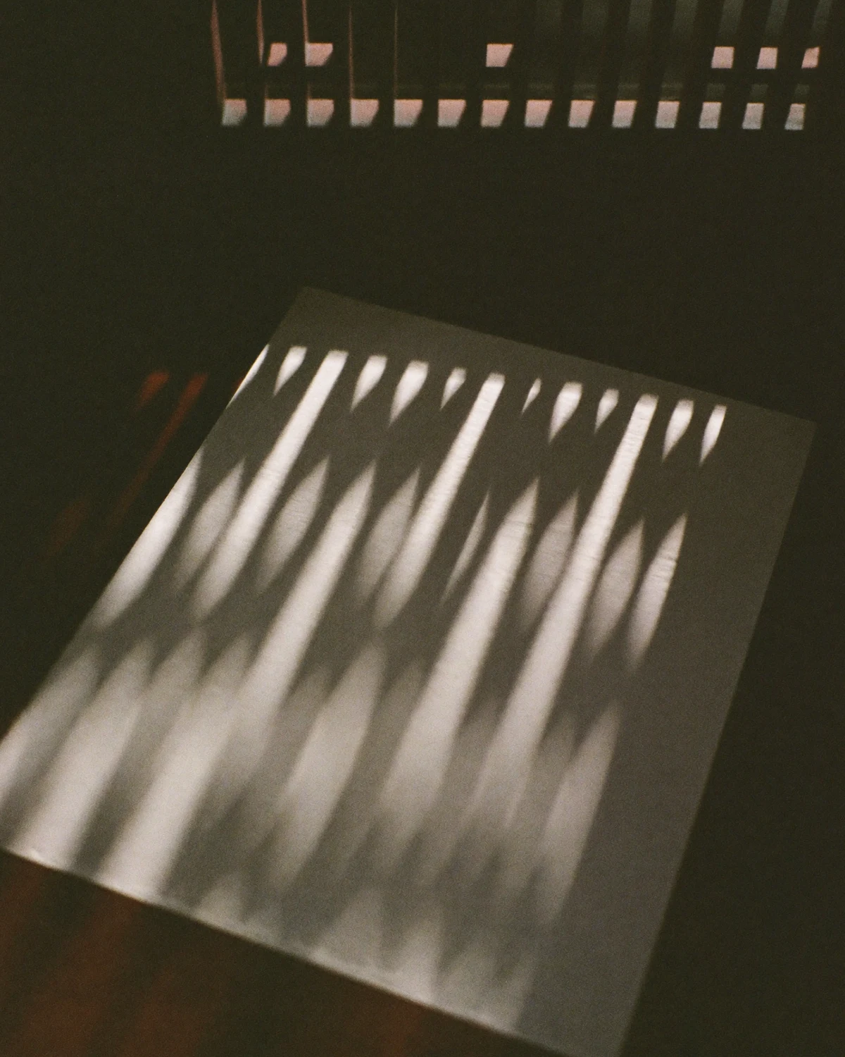 Afternoon light through a mashrabiya screen on blank paper