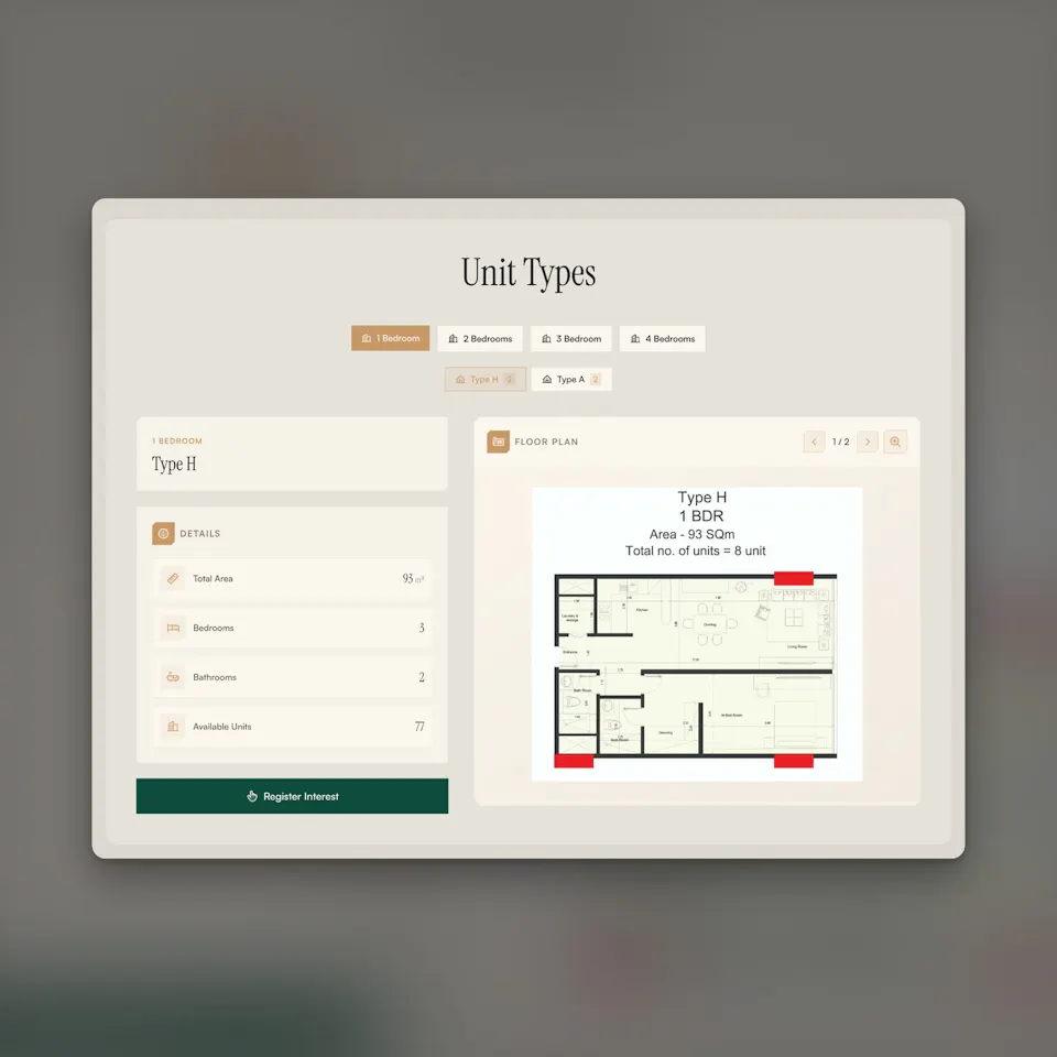 unit types with floor plan