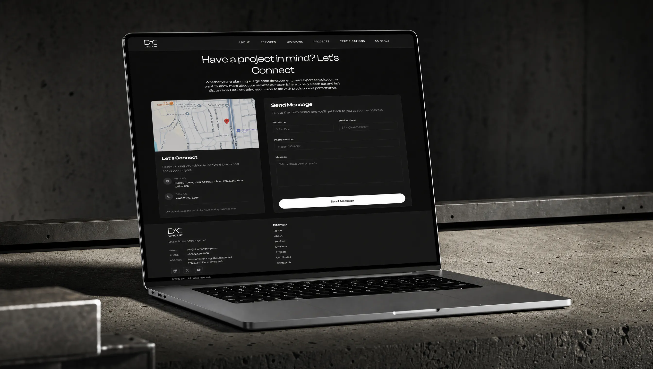 contact page laptop mockup