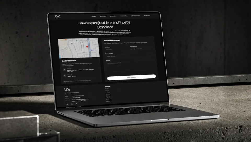 contact page laptop mockup