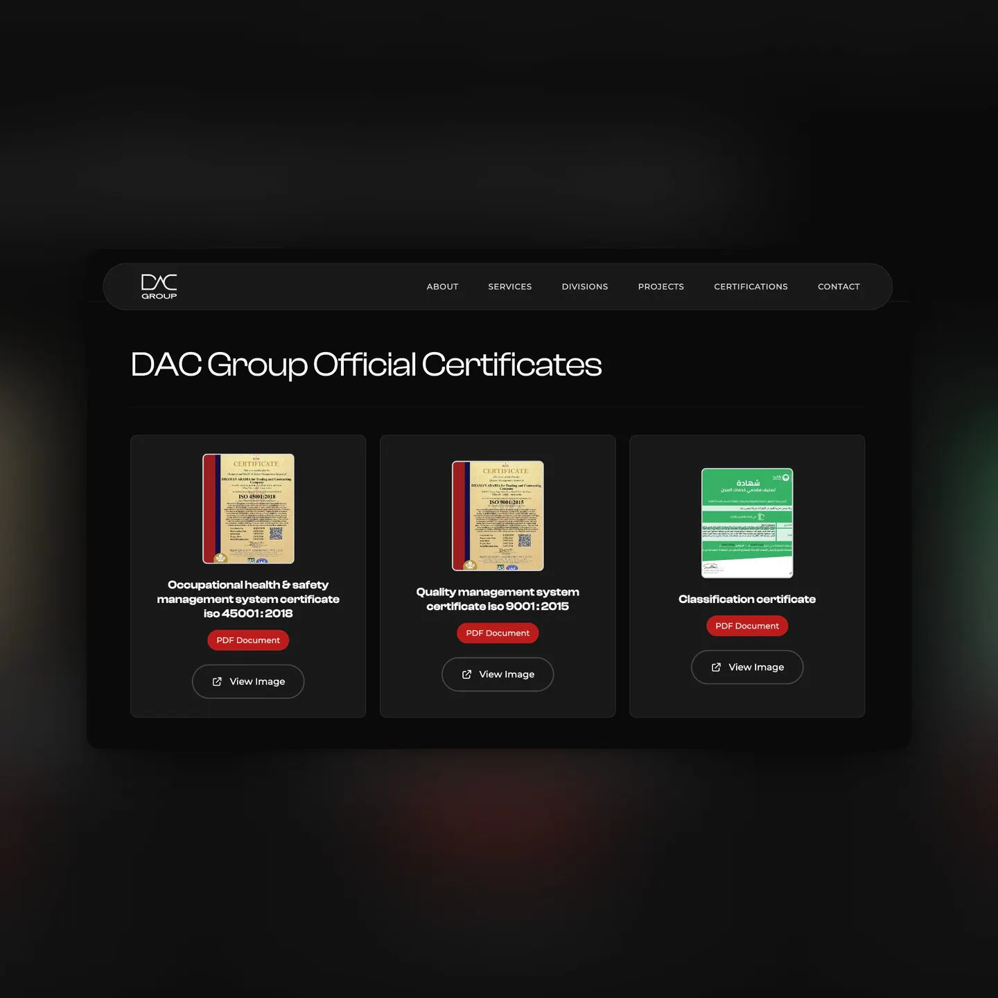 certificates page