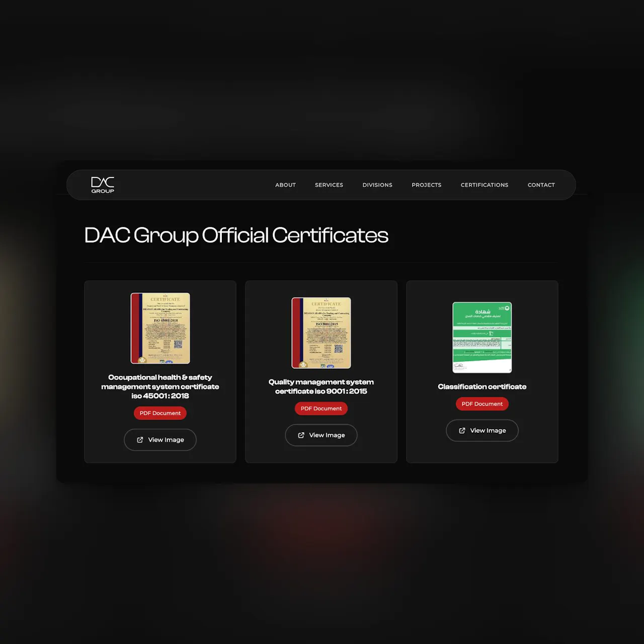 certificates page