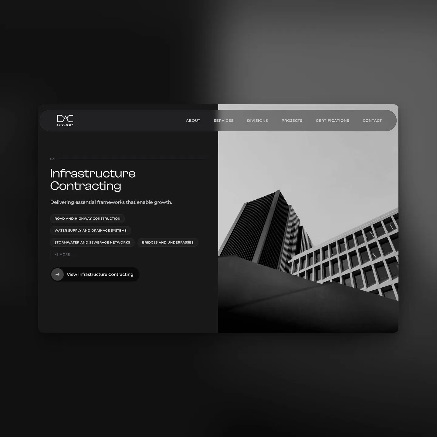 infrastructure service page