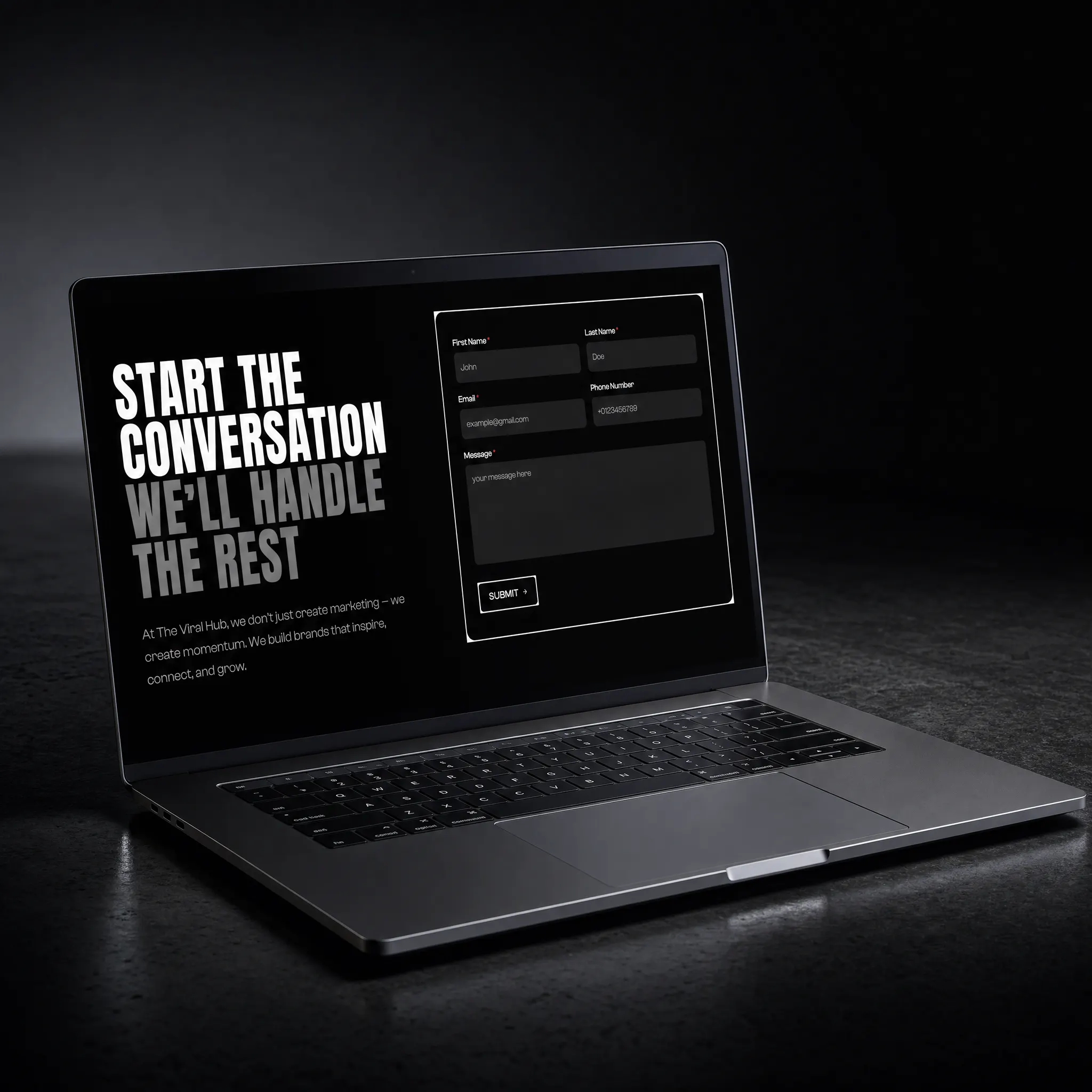 contact page laptop mockup