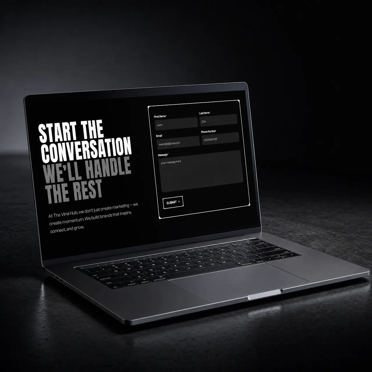 contact page laptop mockup