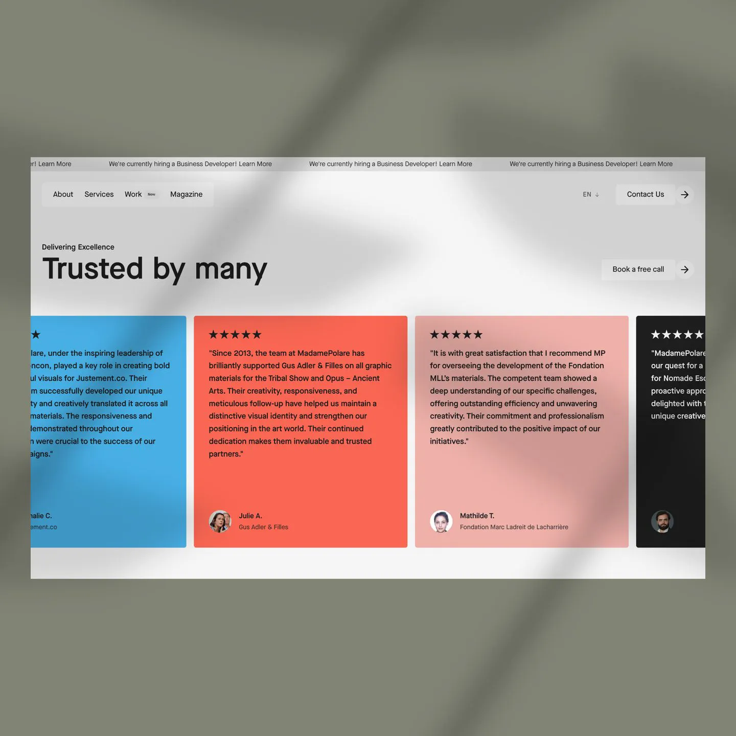 testimonials section