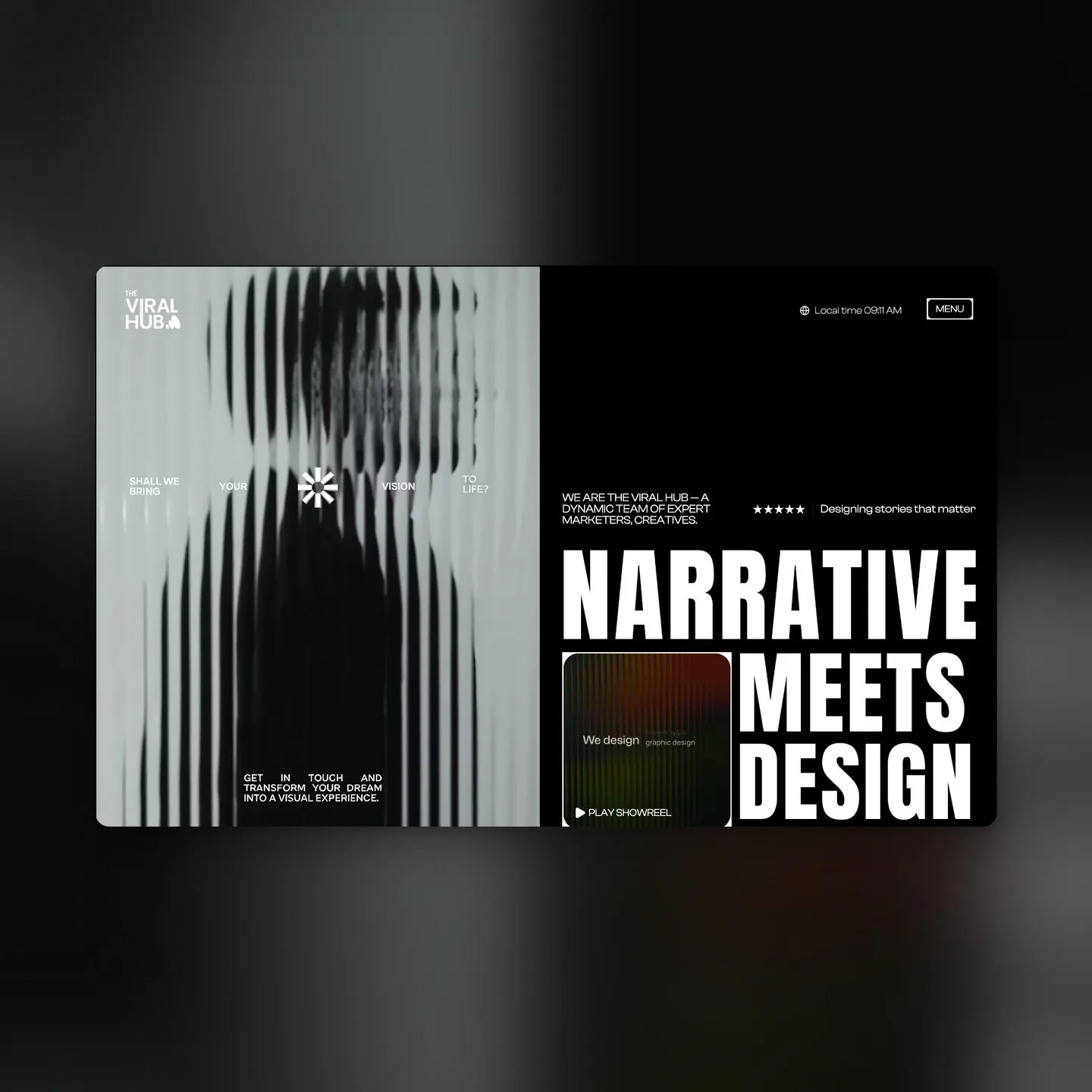 narrative meets design split hero