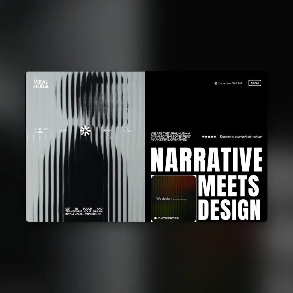 narrative meets design split hero