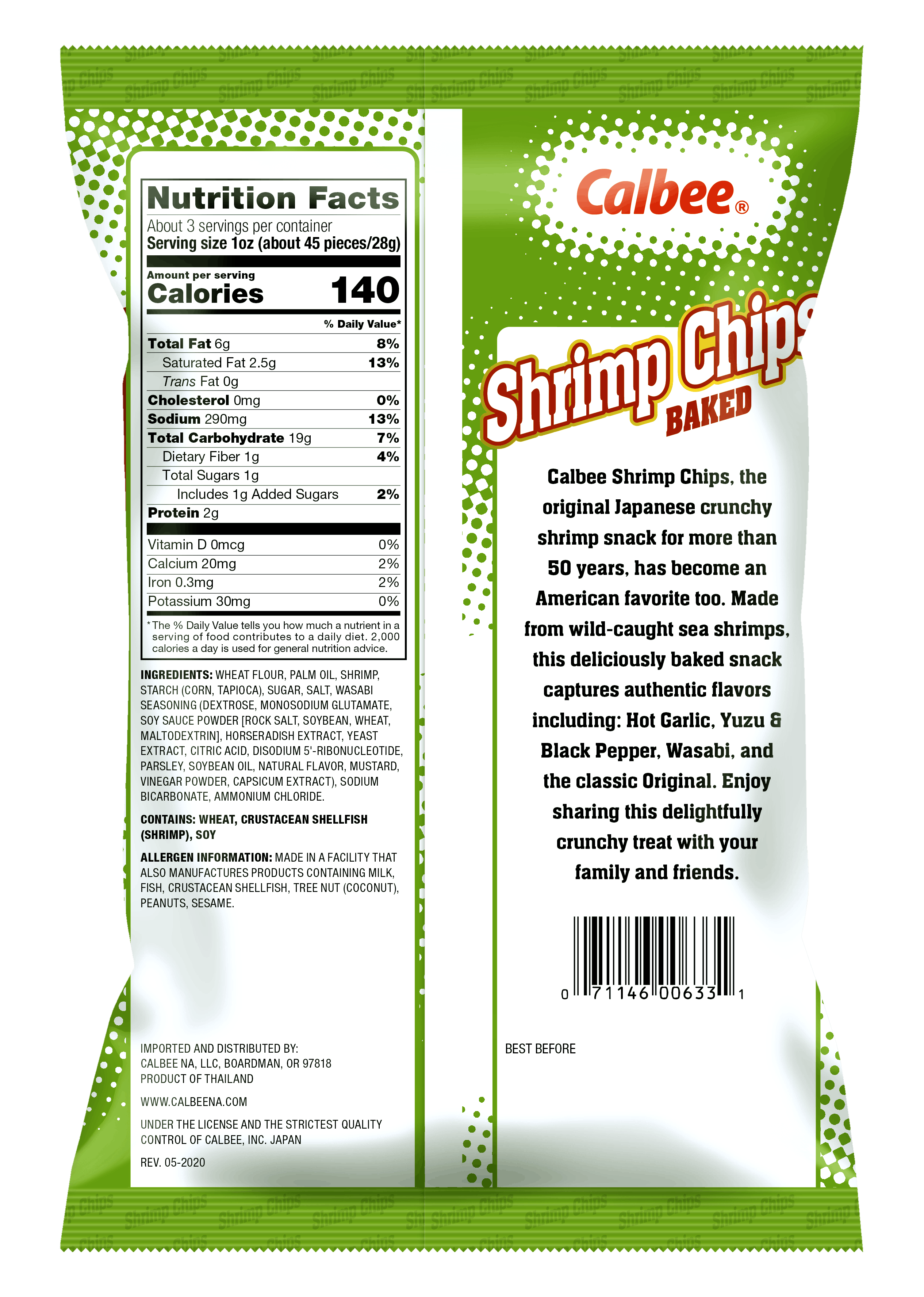 Shrimp Chips Wasabi - Back of Bag