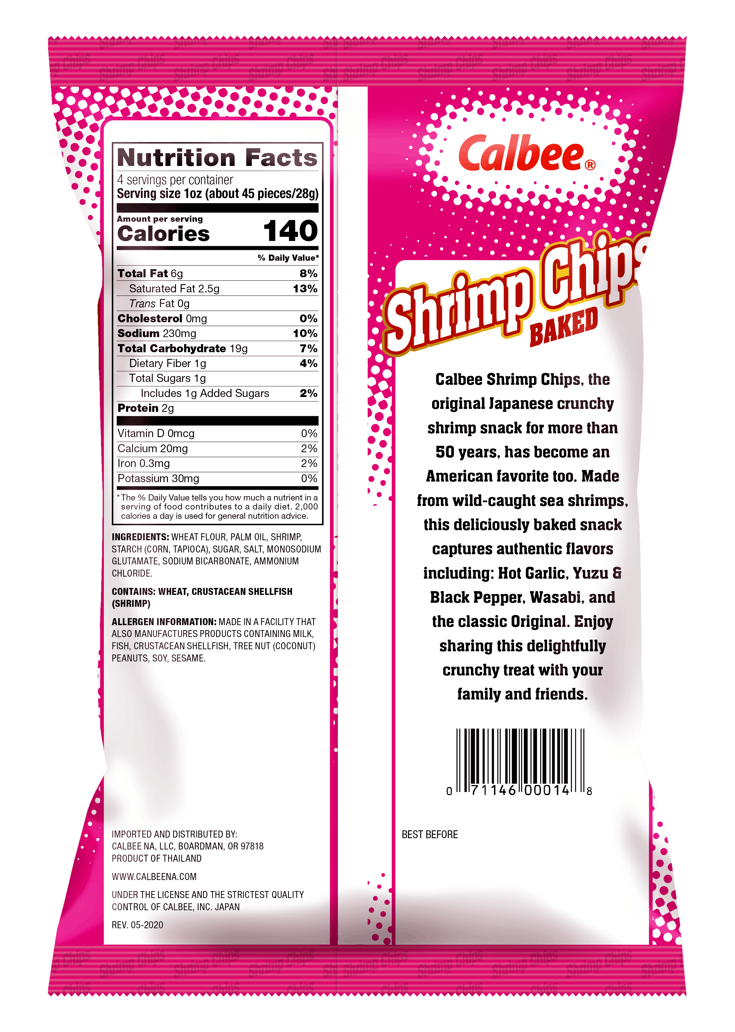 Shrimp Chips Original - Back of Bag