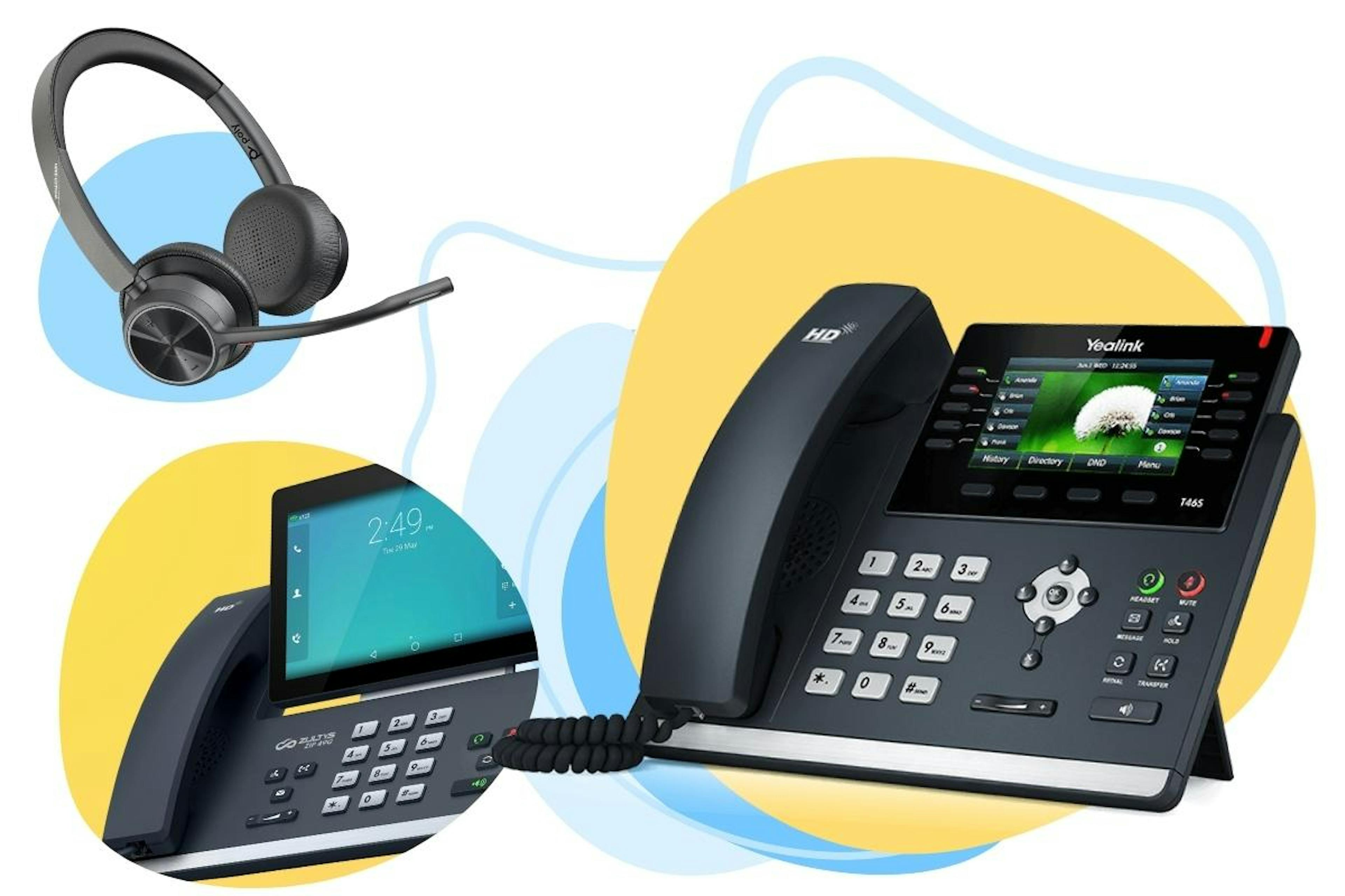 various cloud-based VoIP headsets and desk phones 