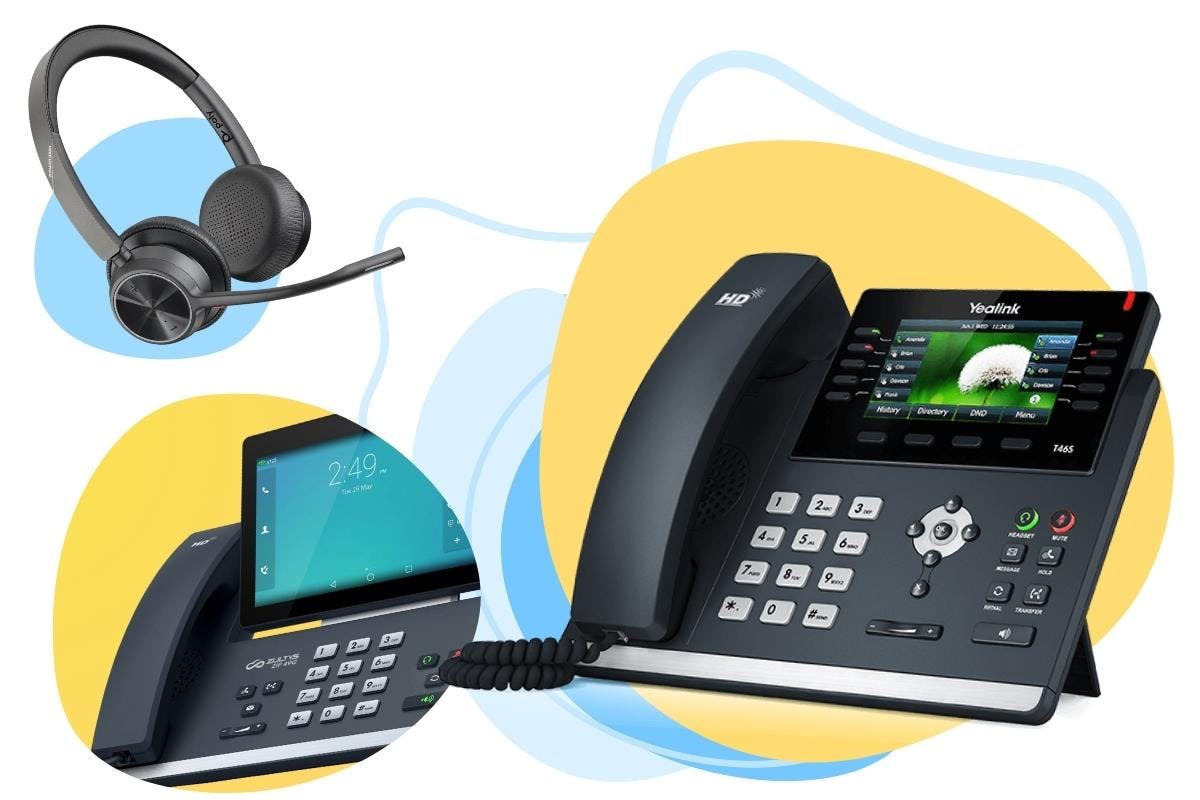 various cloud-based VoIP headsets and desk phones