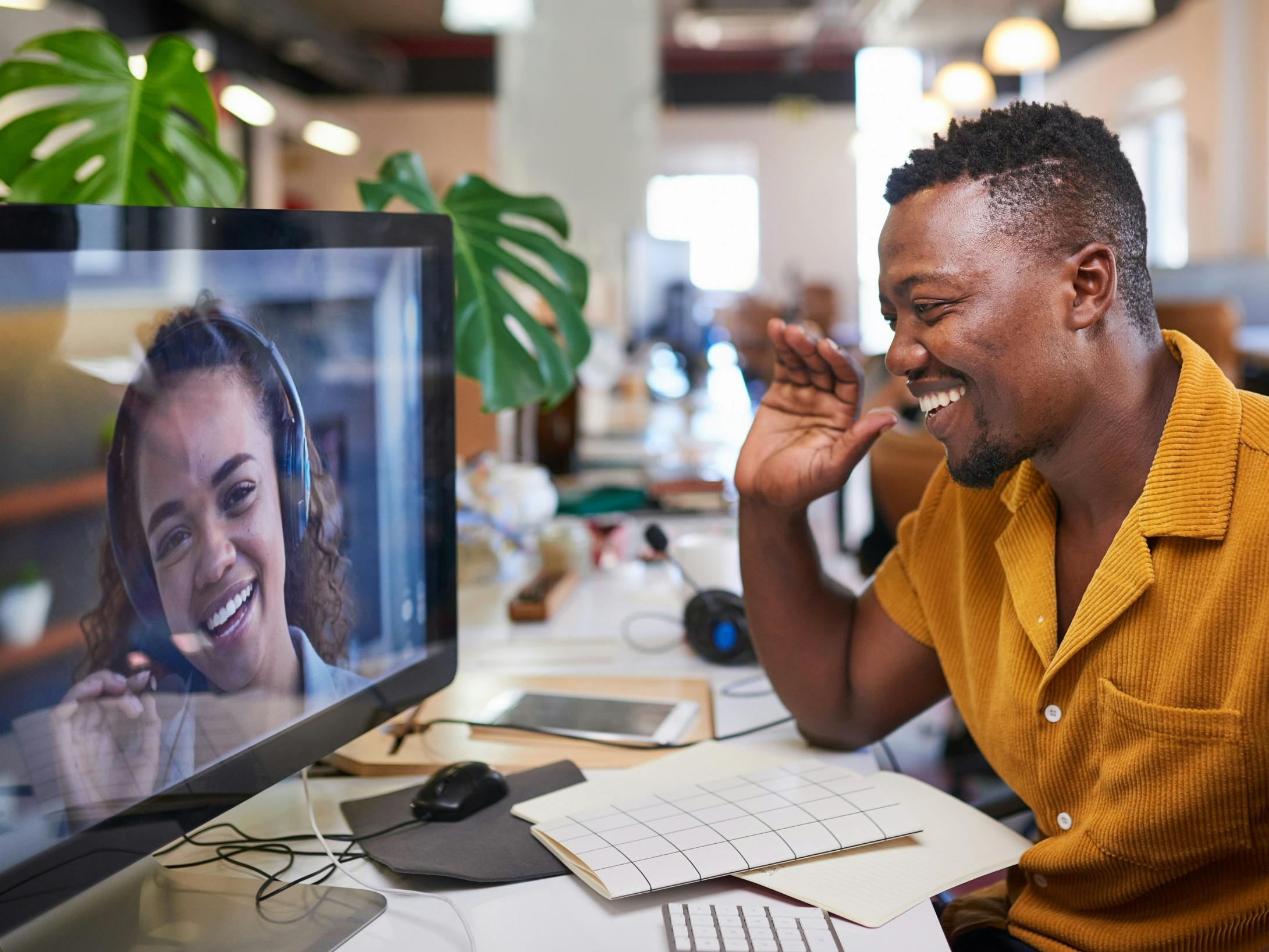 a office worker on a video conference call