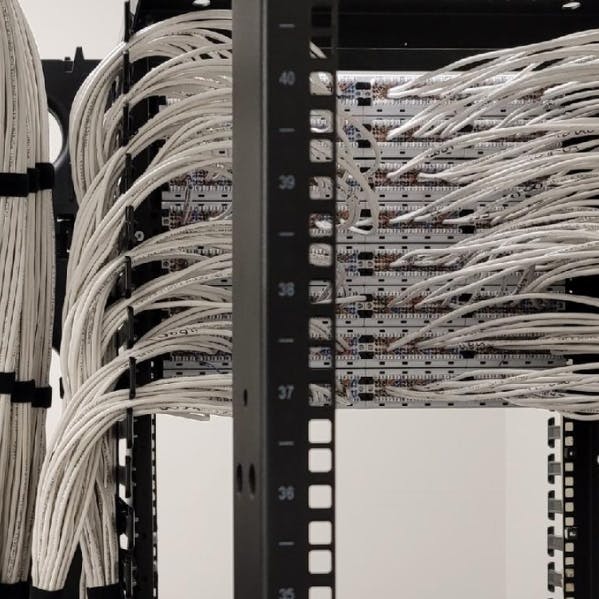 a close-up of server cables