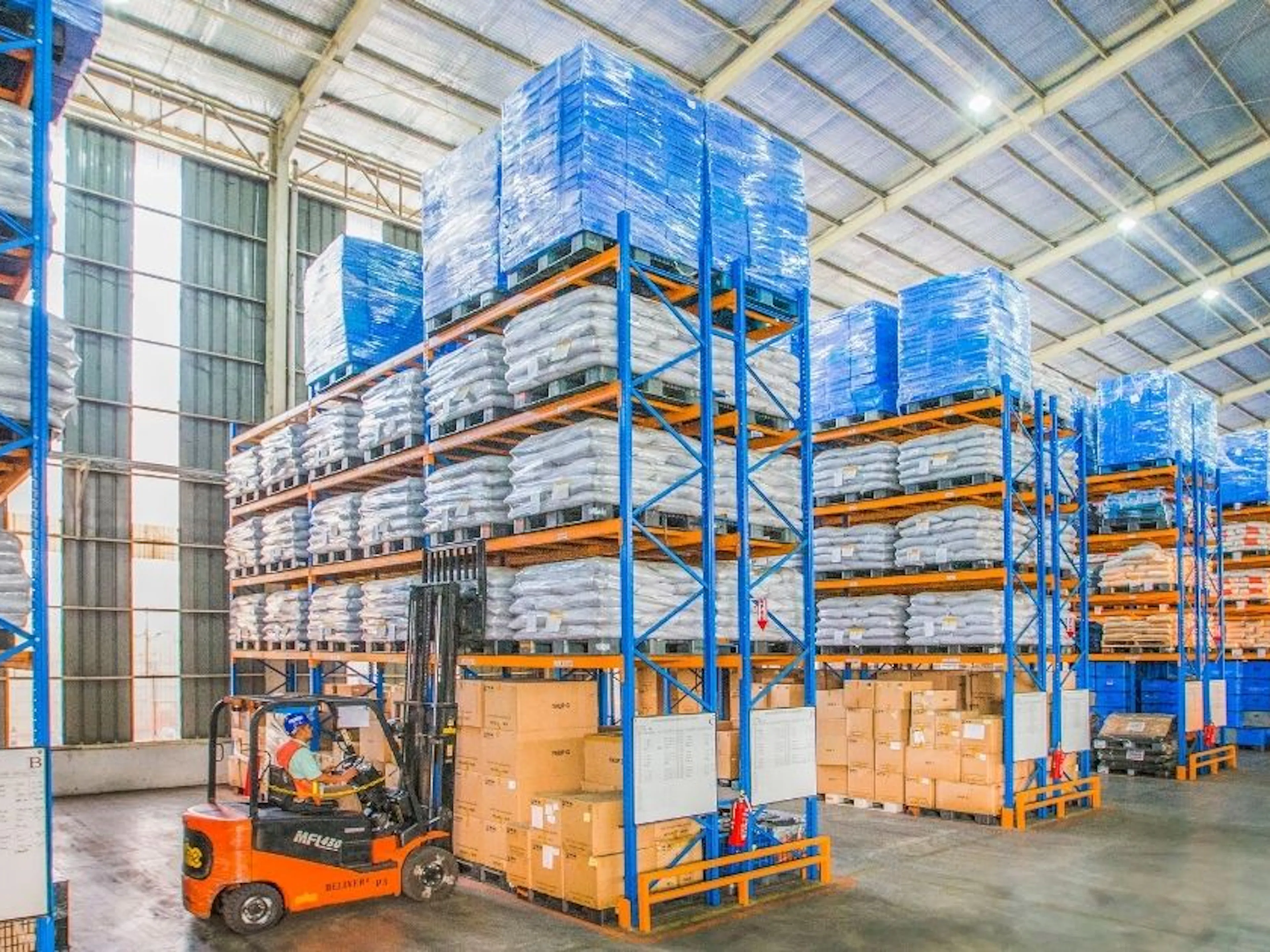 forklift in a warehouse