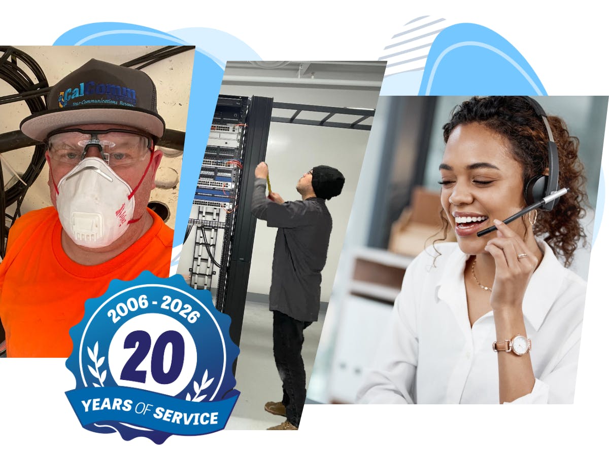 three pictures of employees working to enable phones and network products