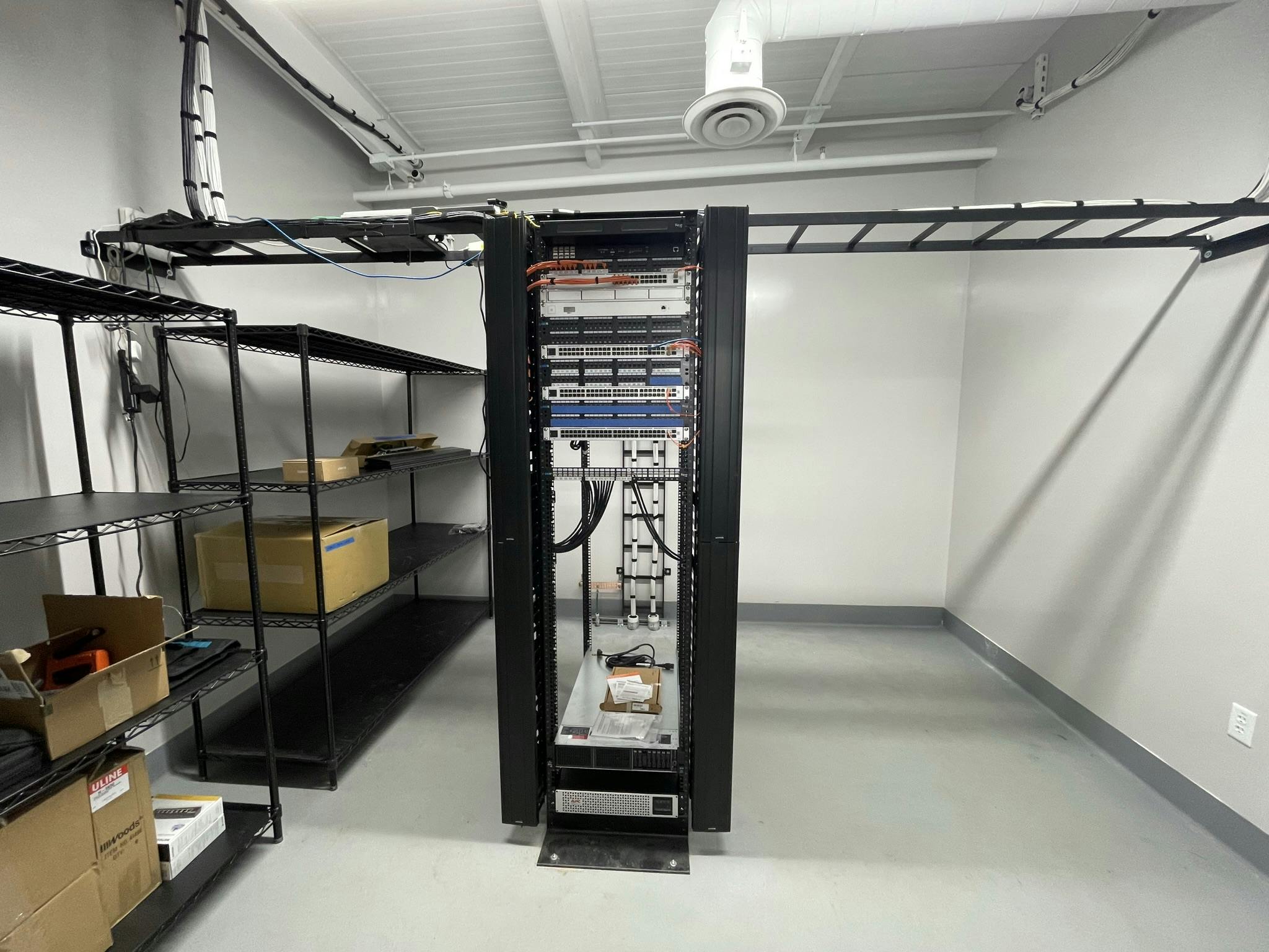 a wired and constructed server rack
