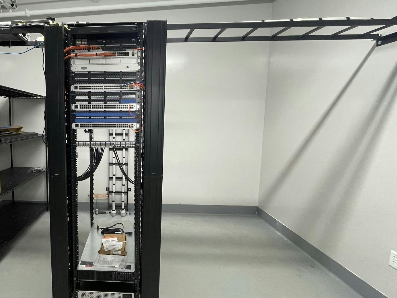 a wired and constructed server rack