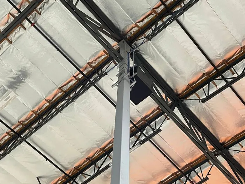 cables at the top of a warehouse