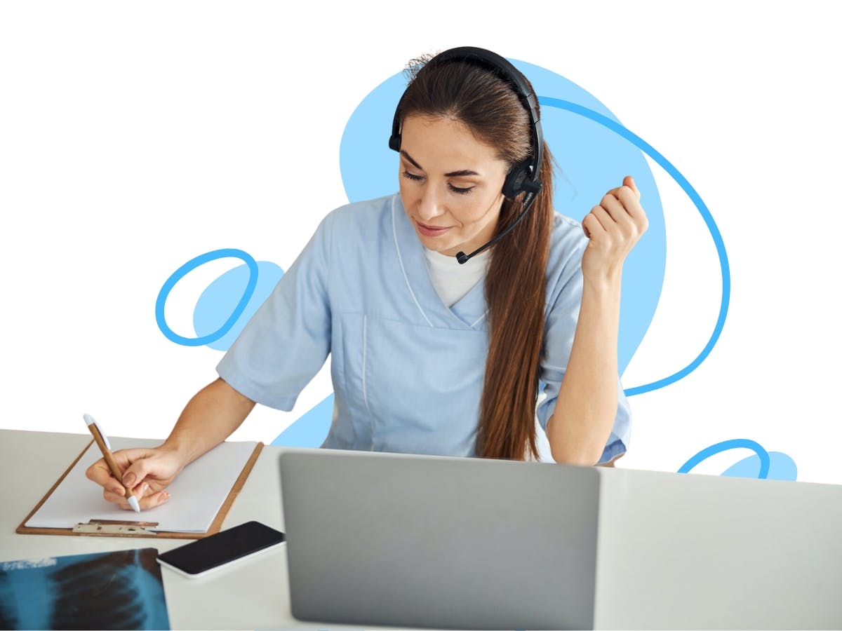 a health care worker on the phone