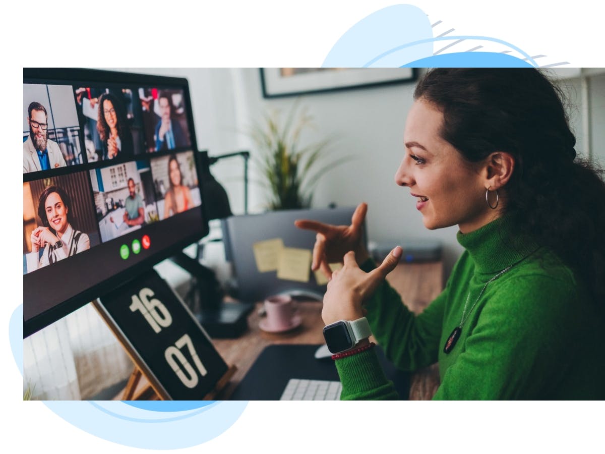 A lady on a remote business call