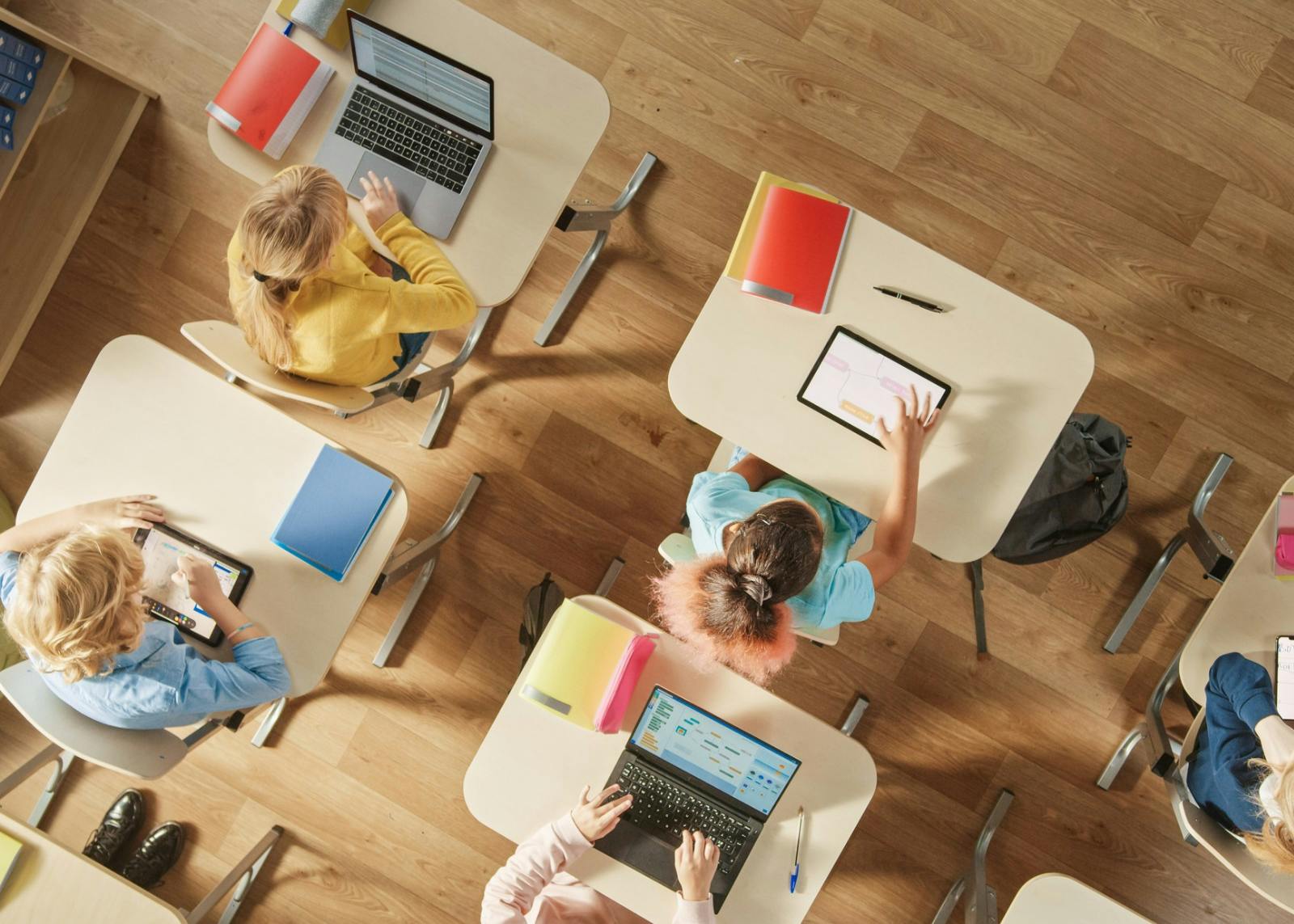 top-view of a modern classroom