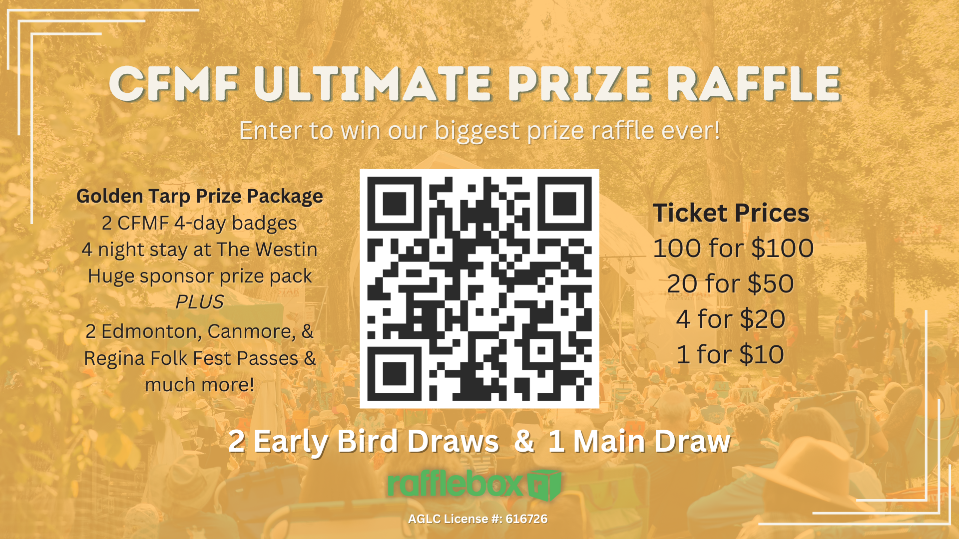 CFMF Ultimate Prize Raffle draw is now closed.