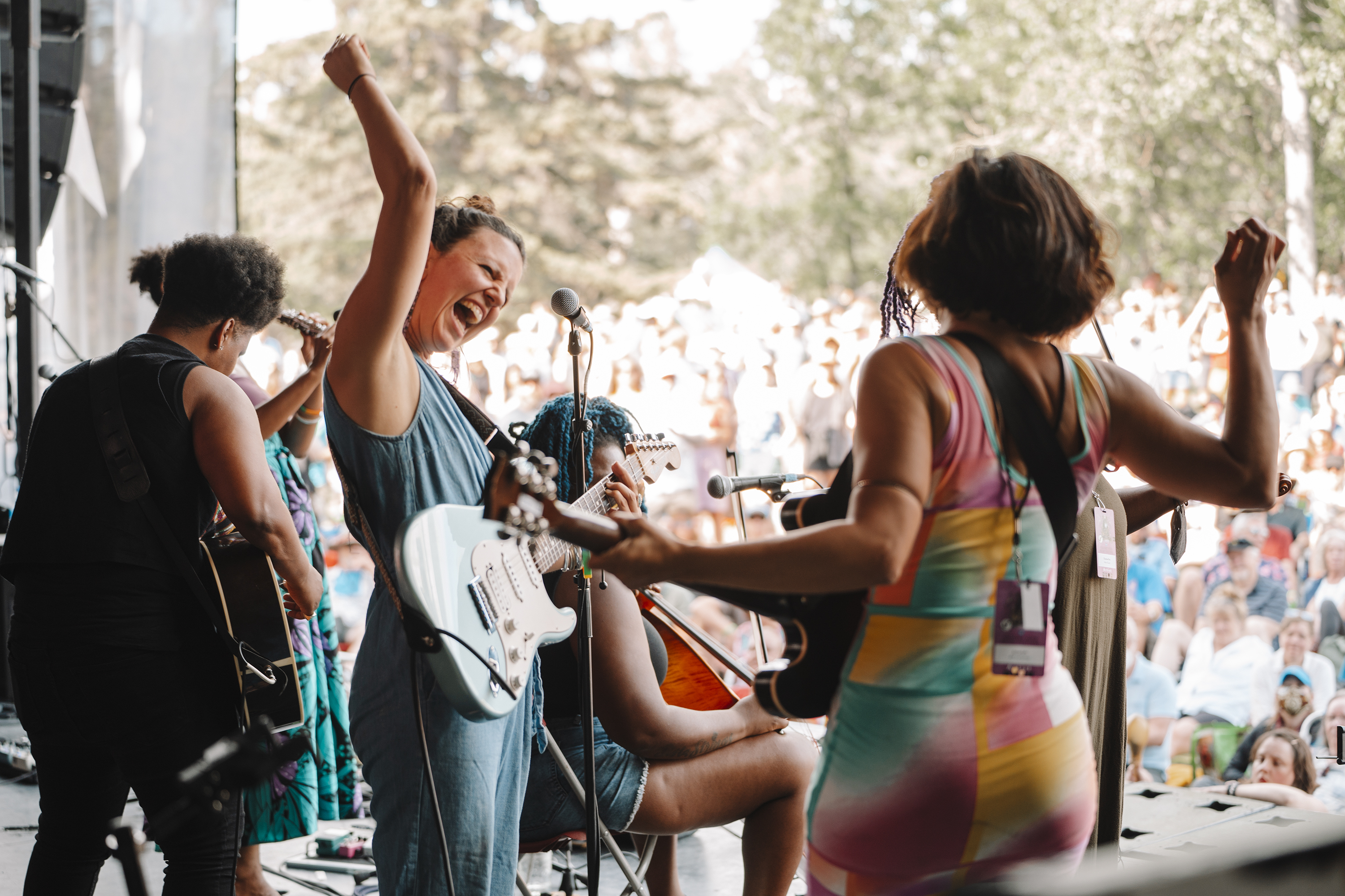 Artists collaborate at the Calgary Folk Fest.