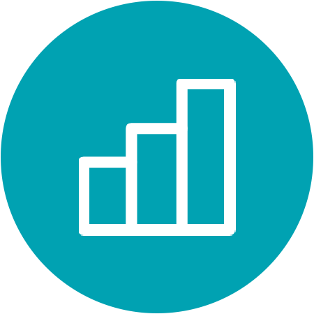 Growing bar graph icon