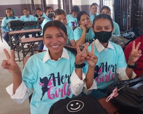 Two Sri Lankan girls enrolled in the Hero Girls program, sponsored and operated by SureCall's GoodCall initiative.