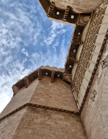 Serranos Towers seen from the floor, the main entrance of Valencia