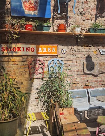 View from above and in spring of the Chain Bridge in Budapest