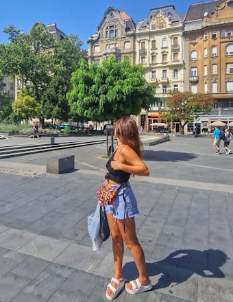 The streets of Budapest with their characteristic Eastern European-style houses on a sunny day