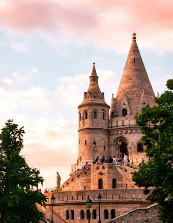 The streets of Budapest with their characteristic Eastern European-style houses on a sunny day
