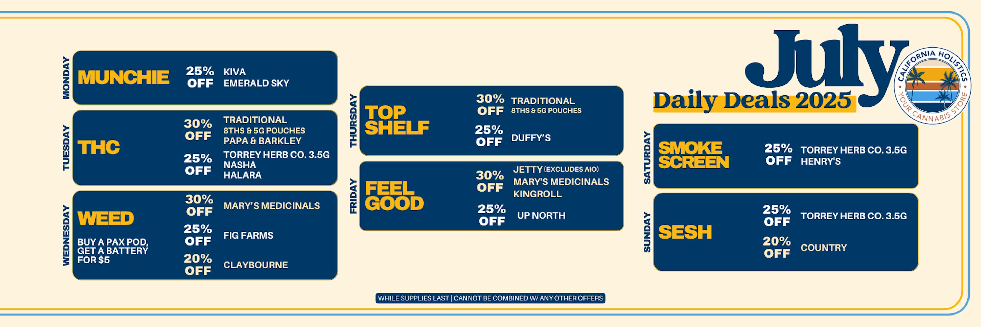 July Daily Deals.