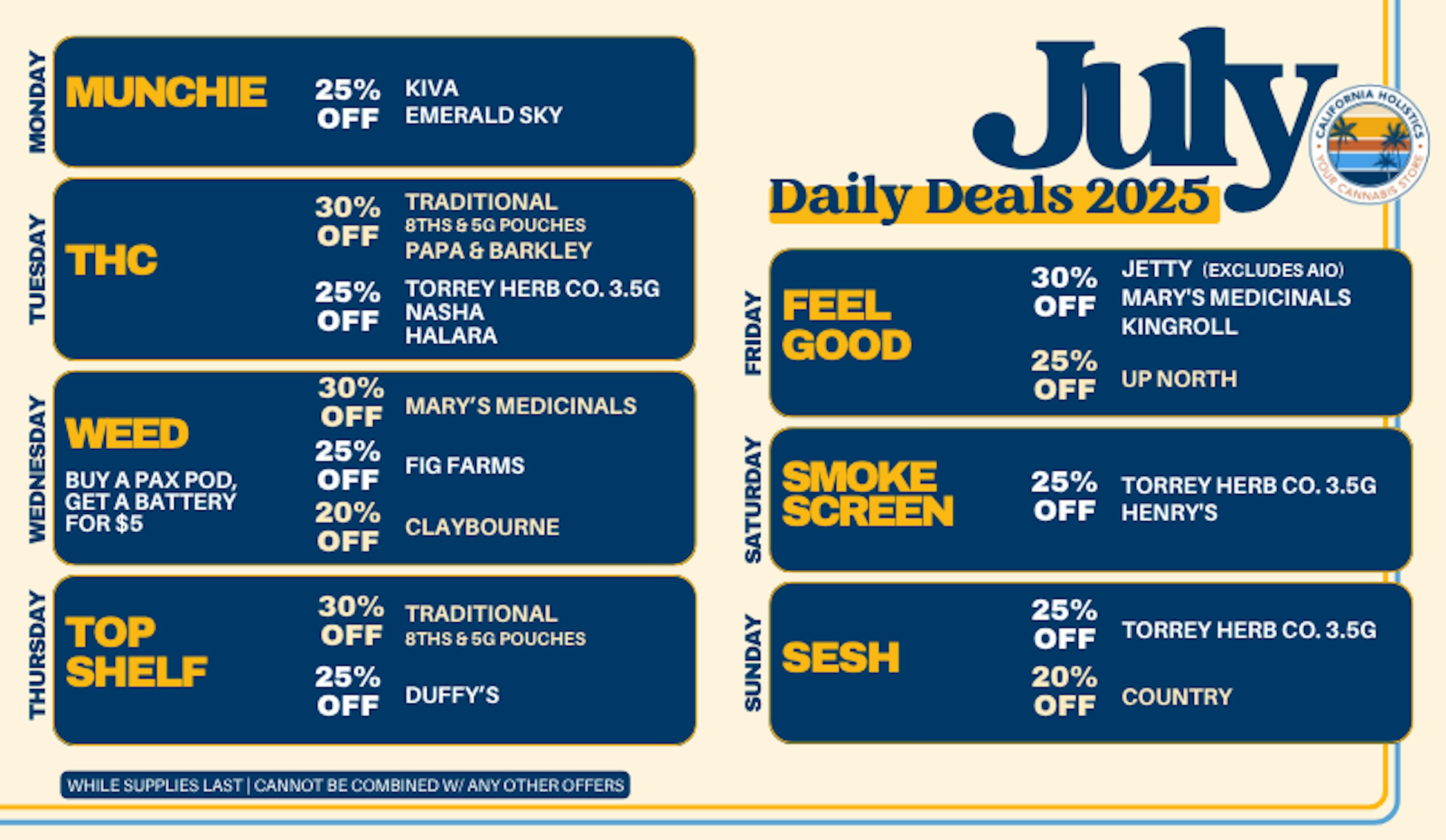July Daily Deals.