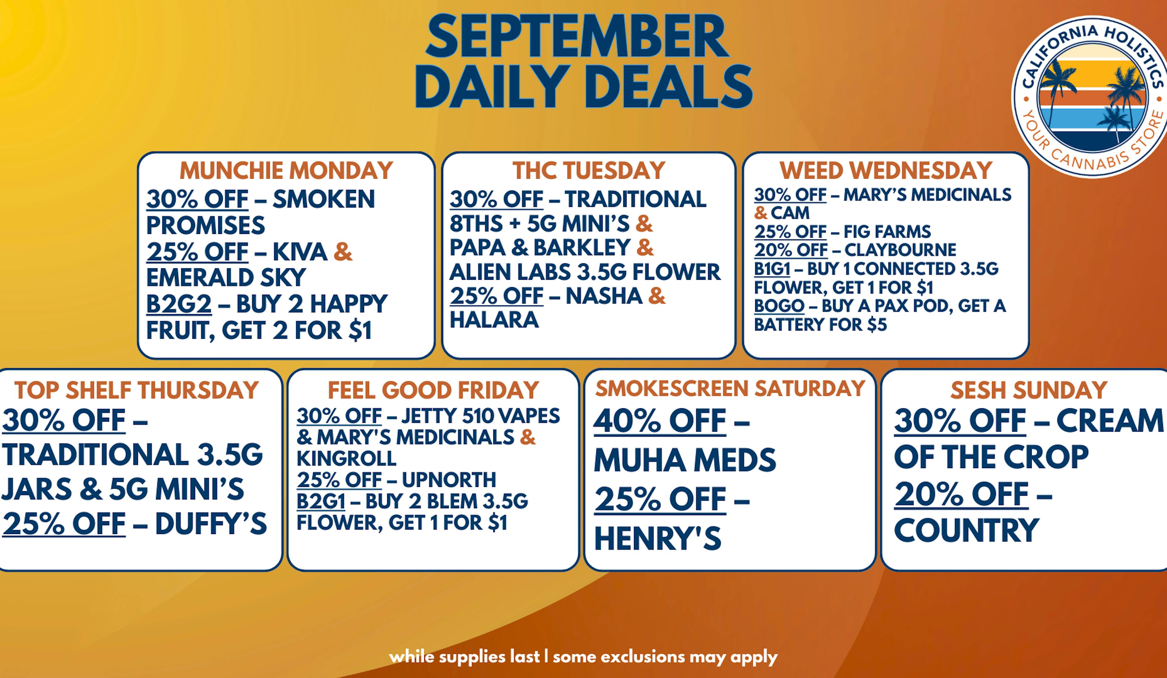 September Daily Deals