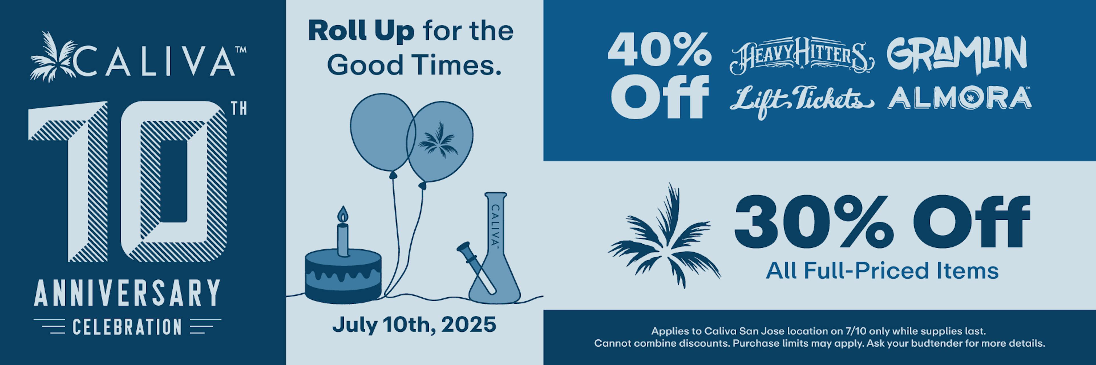 Caliva San Jose Anniversary - up to 40% off