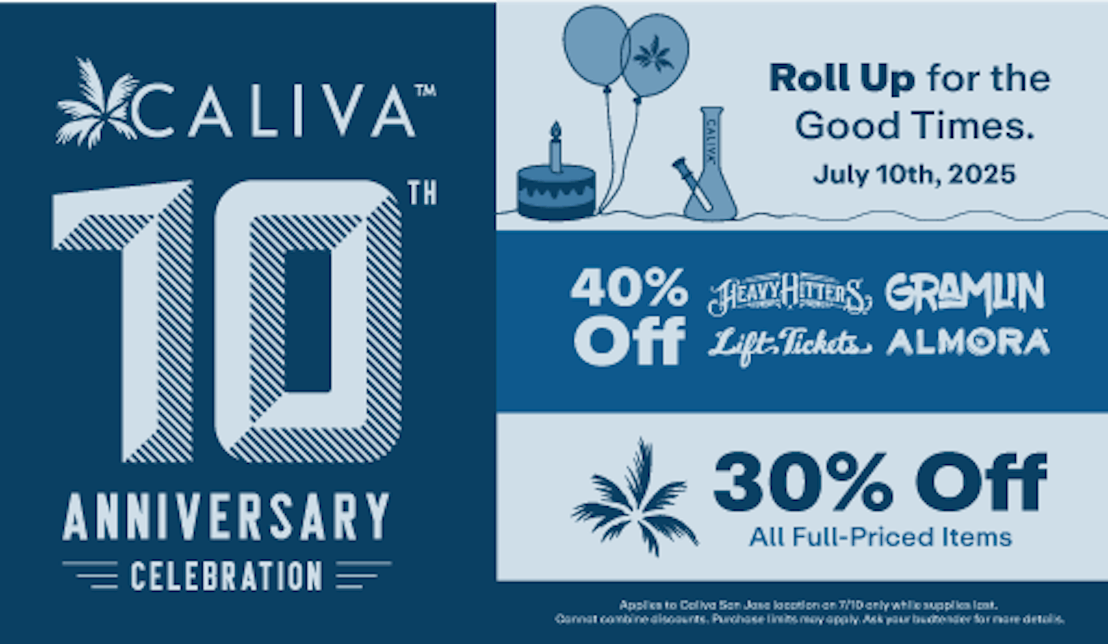 Caliva San Jose Anniversary - up to 40% off