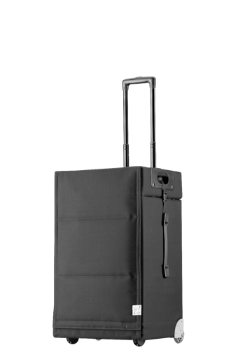  Pull Up Camera Case Avantgarde 61L - frontview closed with extended trolley handle