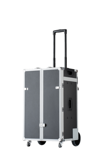 Pull Up Camera Case Classic 61L - frontview with extended trolley handle