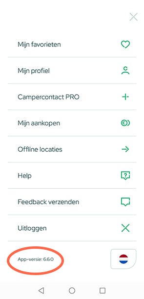 Versie van de Campercontact app