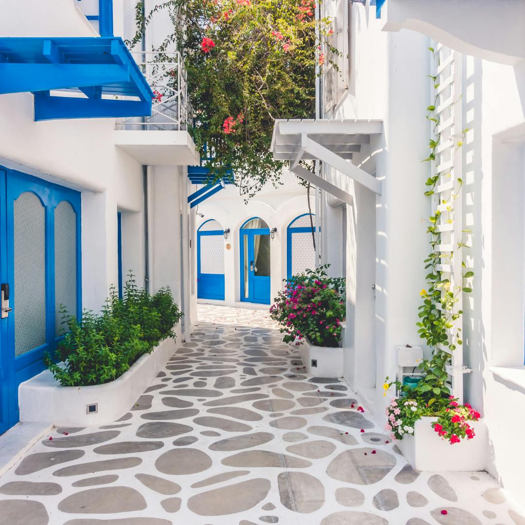 White street in Santorini