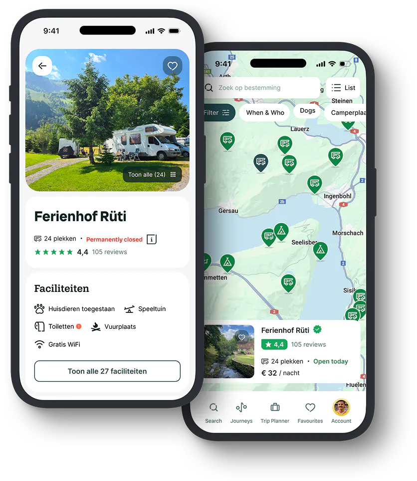 De Campercontact-app met kaart, filters en camperplaatsen