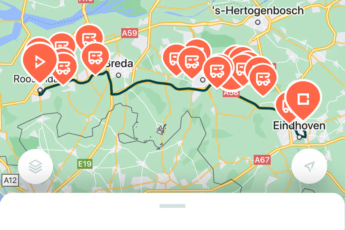 De reisplanner in de Campercontact-app